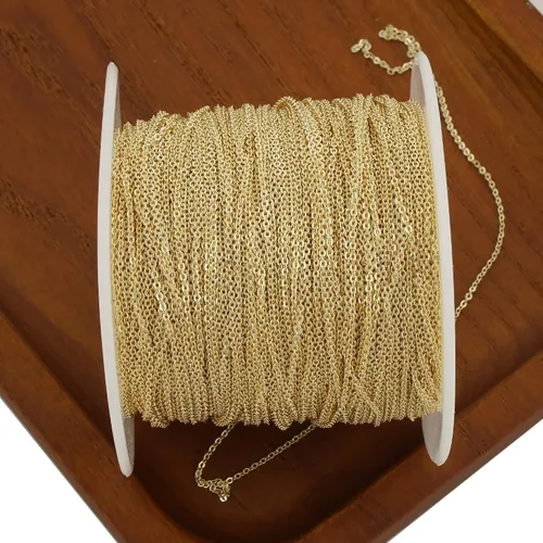 Vista 3 de Cadena de cable rellena de oro de 14 quilates de 6 pies para fabricación de joyas personalizadas, cadena de cable a granel sin terminar (0.039 in)