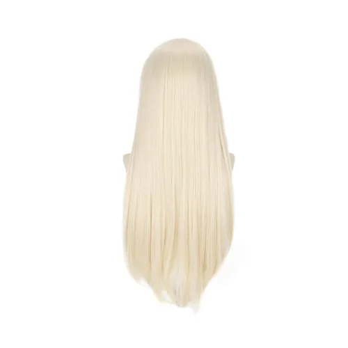 Vista 4 de C-ZOFEK Yomoduki Runa - Peluca de cosplay de cabello largo rubio claro para Hallween o diario rubio