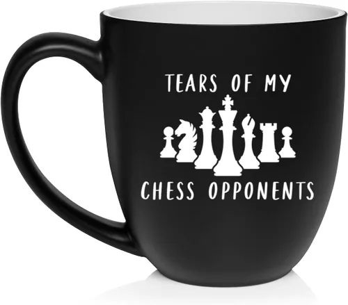 Vista 24 de Daylor Taza de café de cerámica con diseño de los oponentes de las lágrimas de mi ajedrez, regalo para ella, él, amigo, compañero de trabajo
