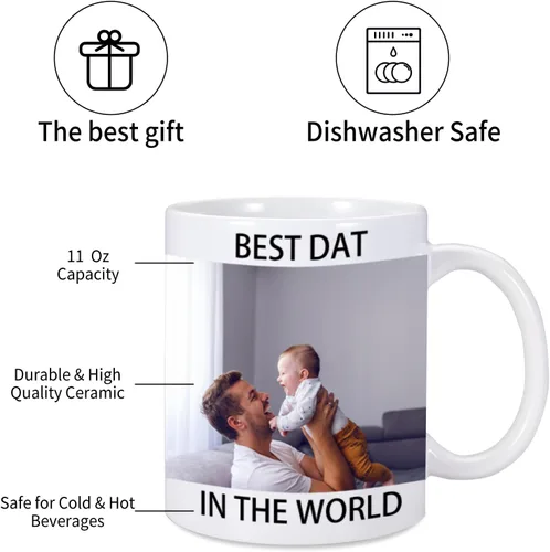 Vista 4 de Taza de café personalizada, taza de café personalizada, regalo de foto personalizada, tazas personalizadas con foto y texto, regalo de cumpleaños