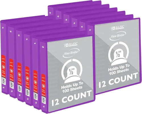 Vista 21 de BAZIC Products Carpeta organizadora de 3 anillas de 1/2 pulgada con vista económica, color negro, anillo redondo, capacidad para 100 hojas de papel