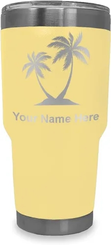 Vista 41 de LaserGram Vaso aislado al vacío de 20 onzas, palmeras, grabado personalizado incluido (negro)