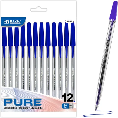 Vista 12 de BAZIC PRODUCTS Bolígrafo negro puro, 12 unidades, para escribir en la escuela y la oficina