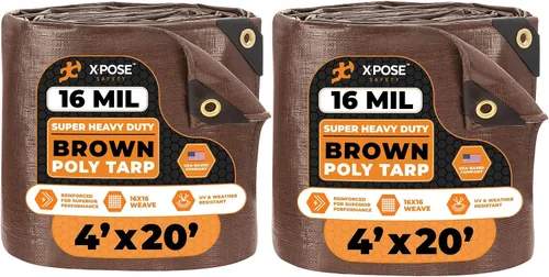 Vista 18 de Xpose Safety - Lona protectora de polietileno de 4 x 20 pies, 16 mil o 0.4mm de grosor, resistente y reforzada para evitar desgarros, resistente a