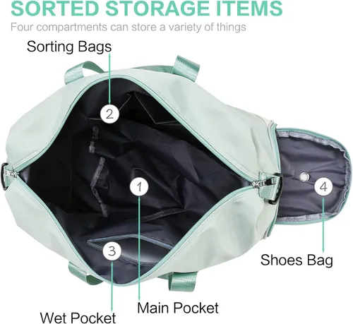 Vista 3 de Arouselove Bolsas de lona deportivas para mujeres y hombres, bolsa de gimnasio portátil con bolsillo húmedo y compartimento separado para zapatos