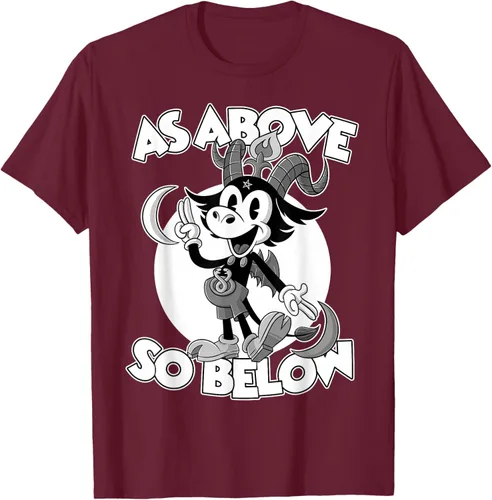 Vista 15 de Camiseta de dibujos animados retro de Baphomet Pagan As Above So Below, Negro, S