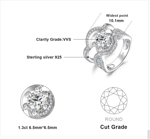 Vista 2 de JewelryPalace Anillo de compromiso con circonita cúbica chapada en oro de 14 quilates para mujer anillo de compromiso de plata de ley 925 anillos