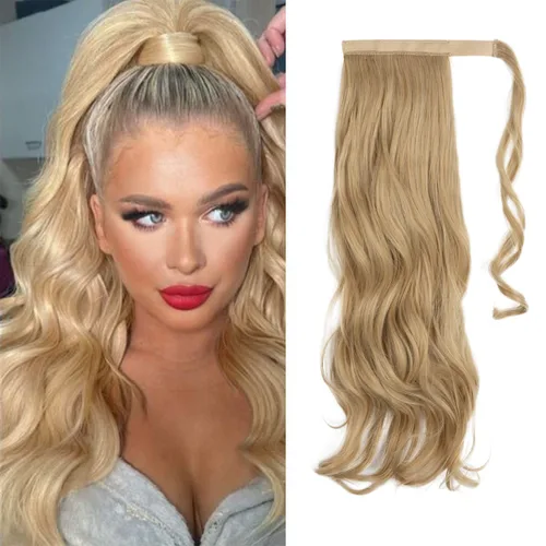 Vista 8 de CJL HAIR 14" Extensión de cola de caballo corta con cabello rizado y ondulado, clip en la cola de caballo, extensión de pelo sintético falso