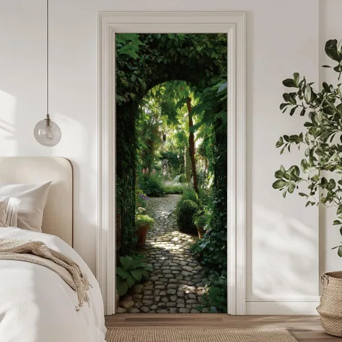 Vista 18 de arricraft 2 piezas de pegatinas adhesivas para puerta, 31.5"x78.7" adhesivos de pared 3D con patrón de cascadas de cuevas, vinilo para puertas
