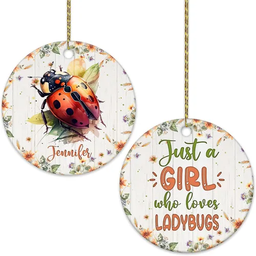 Vista 29 de Hyturtle Adorno de Navidad personalizado para amantes del panda rojo, adorno de cerámica con nombre personalizado de Just A Girl Who Loves Red