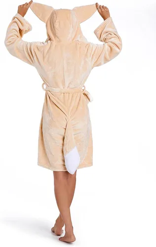 Vista 6 de OLAOLA Fennec Fox Bathrobes Plush Robes with Hood Flannel Animal Bath Robe Soft Bath Robe for Women Men Adult Gifts