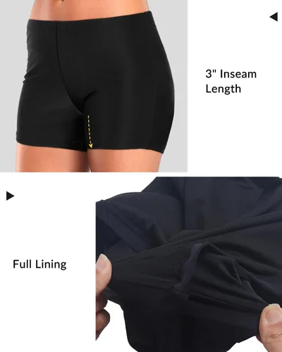 Vista 4 de Yonique Pantalones cortos de natación para mujer, parte inferior de tankini sólida, parte inferior