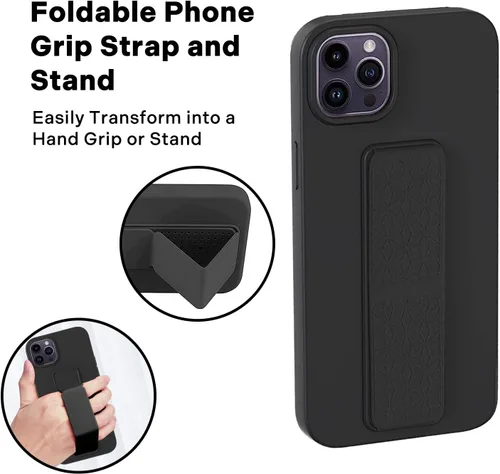 Vista 4 de Phone Loops - Funda para iPhone 14 Pro Max con soporte y correa de agarre, funda para teléfono con soporte plegable y soporte de correa de agarre