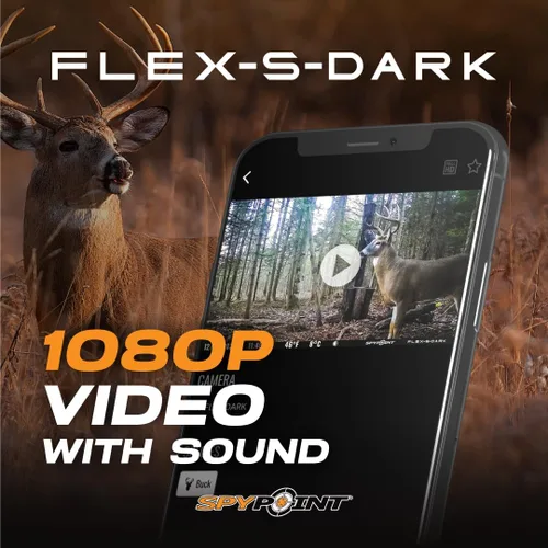 Vista 8 de SPYPOINT Flex-S-Dark Cámara de Sendero Celular Solar – Panel Solar Integrado, Fotos de 40MP, Videos de 1080p + Sonido, Cámara de Caza Sin Destello