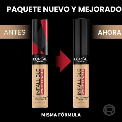 Vista 3 de L'Oreal Paris Makeup Infalible Full Wear Corrector mate impermeable, cobertura completa, tono de piel claro (Porcelain), 0.33 fl oz 320 PORCELANA