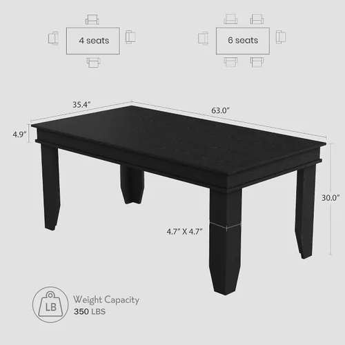 Vista 2 de GarveeHome Mesa de comedor de granja para 6-8 personas, mesas de cocina de 71 pulgadas de largo con marco resistente de madera, mesa rectangular