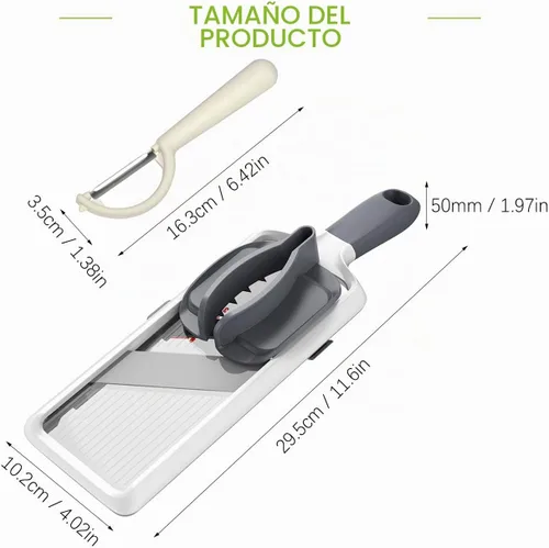 Vista 2 de Cortadora de mandolina de mano múltiple - Hoja ajustable de acero inoxidable