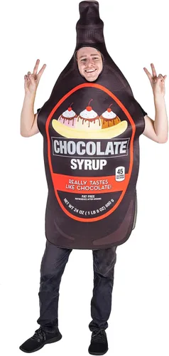 Vista 4 de Disfraz de Halloween de jarabe de chocolate, divertido disfraz de botella para adultos, unisex, talla única