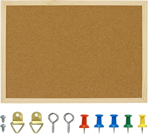 Vista 13 de OWLKELA Tablón de anuncios de 17.7 x 13.3 pulgadas, paquete de 2 tableros de corcho montado en la pared, perfecto para decoración de oficina y Negro