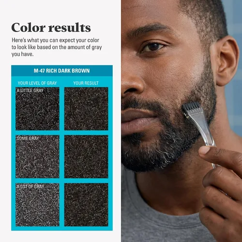 Vista 6 de Just For Men - Tinte para bigote y barba, tinte para barba para hombres con cepillo, incluye queratina, biotina, aloe vera y aceite de coco