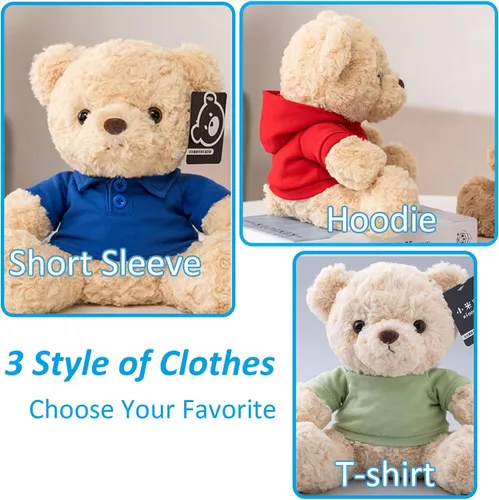 Vista 3 de Regalos personalizados para mujereshombres, oso de peluche con texto personalizado, oso de peluche personalizado con capucha para familiares