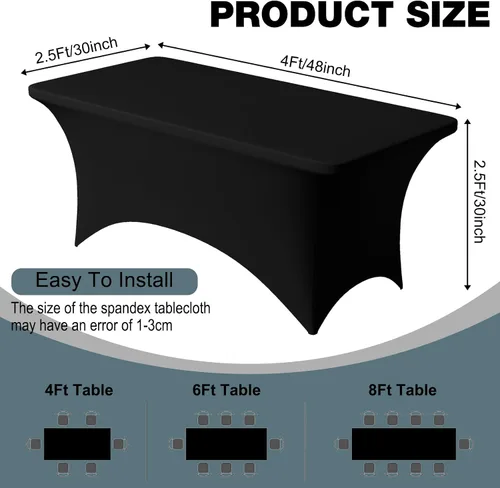 Vista 4 de Trlyc Paquete de 1 mantel rectangular de elastano de 4 pies – 48 x 30 pulgadas, resistente a las arrugas, para bodas, fiestas, banquetes, picnic