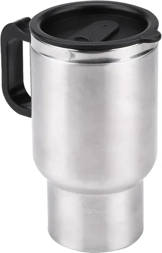 Vista 3 de Taza de calefacción para automóvil, taza de viaje de acero inoxidable de 12 V 15.2 fl oz con encendedor de cigarrillos, taza de café de viaje