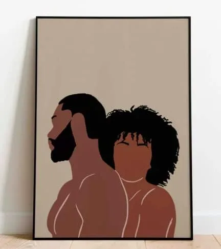 Vista 2 de ShopHaven Arte de pareja negra, besos de pareja, amor negro, arte bohemio, póster romántico, 11 x 14 pulgadas, sin marco, decoración para el hogar