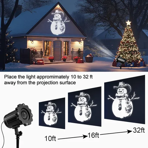 Vista 3 de Proyector de luces de Navidad dinámicas 3D para exteriores e interiores, decoraciones navideñas de muñeco de nieve mejoradas 2025, luces
