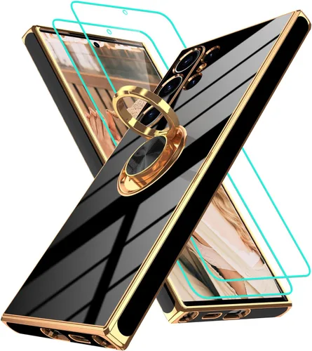 Vista 113 de Funda para Motorola Moto G 5G 2024: Funda Moto G Play 5G 2024 con 2 piezas de protectores de pantalla, soporte de anillo de rotación de 360°