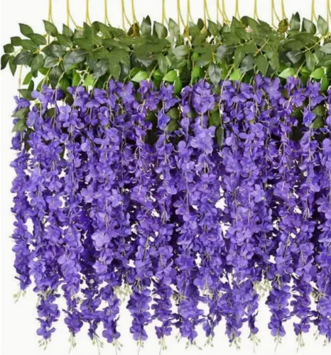Vista 9 de OUKEYI Guirnalda de flores artificiales de glicina, 12 unidades, flores falsas de seda de 3.6 pies para colgar en interiores y exteriores, hogar