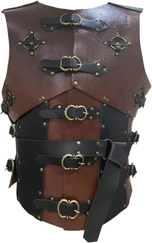 Vista 2 de Armadura medieval para el pecho para hombre, disfraz de caballero de caballero, armadura de cuero vikingo, LARP, Halloween, fiesta de cosplay