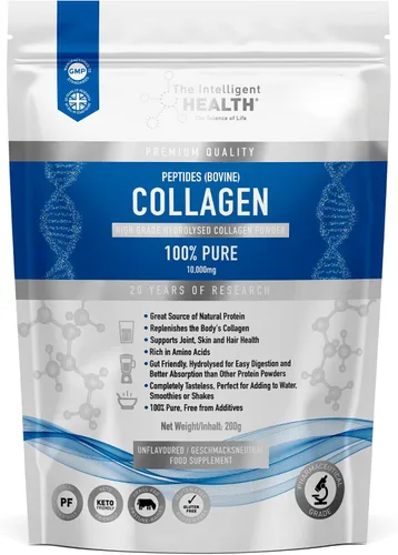 Vista 10 de The Intelligent Health - Péptidos de colágeno hidrolizado en polvo, alimentados con pasto, alto en proteínas, sin sabor, libres de gluten, apto