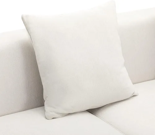 Vista 6 de Sofá tapizado de estilo moderno en forma de L con 2 almohadas, sofá de felpilla de lujo, ideal para sala de estar u oficina (beige #chenilla)