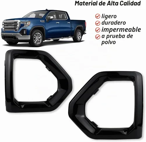 Vista 3 de 1 par de cubierta de bisel de luz antiniebla delantera, repuesto exterior compatible con GMC Sierra 1500 de 4 puertas 2019-2021 Denali SLT AT4 Marco