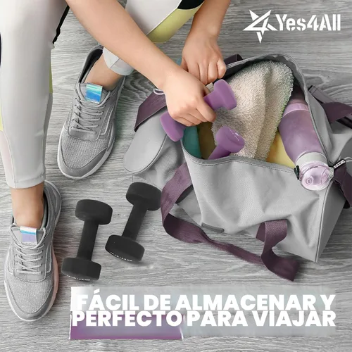 Vista 7 de Yes4All Neoprene Dumbbells, Pairs and Sets with Rack for Home Workouts A. Púrpura