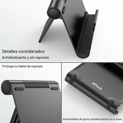 Vista 5 de JETech Soporte para Tablet, Soporte de Escritorio Portátil Ajustable, Base Plegable para iPad/iPad Pro/Air/Mini, Galaxy Tab A8/A7 Lite/A7/S8/S7