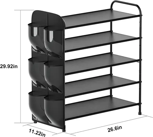 Vista 5 de Housen Solutions Zapatero de 5 niveles para 20-25 pares, organizador de zapatos de metal para armario, entrada, estante de zapatos de pie