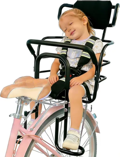Vista 10 de Asiento trasero de bicicleta para niños, asiento de bicicleta para niños de 18 meses a 8 años, silla de bicicleta para niños de 18 meses a 8 años