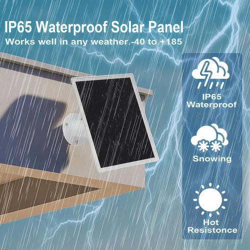 Vista 6 de Paquete de 2 paneles solares para cámara de seguridad con anillo, cargador de panel solar USB de 5 V de alta calidad IP65 impermeable, compatible