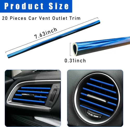 Vista 2 de Kewucn 20 PCS Tiras Decorativas para Rejillas de Aire Acondicionado de Coche, Impermeables y Flexibles para Decoración de Rejillas de Aire de Coche