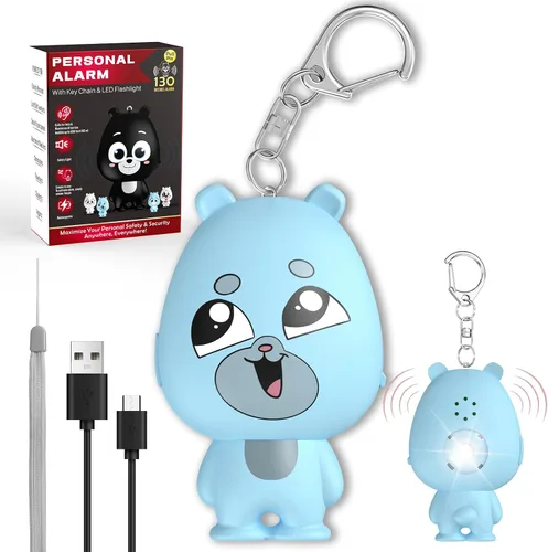 Vista 10 de Alarma de seguridad personal para mujeres, alarma personal recargable para mujeres, niños y ancianos, sirena fuerte de 130 dB, luz estroboscópica