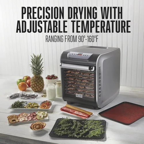 Vista 3 de Weston - Máquina deshidratadora de alimentos para cecina, frutas, carne, hierbas y verduras Precision Digital Temperature Control (90°-160°F) 10