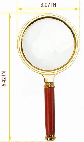 Vista 3 de BASUNE Lupa portátil de 10 aumentos, gafas de lupa de lectura de 10 aumentos con mango de palisandro para lectura de libros y periódicos