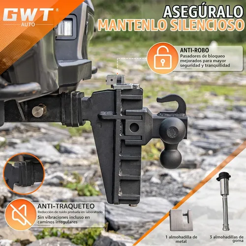 Vista 2 de GWTAUTO Enganche de remolque ajustable con gancho, enganche de caída de triple bola (1-7/8 x 2 x 2-5/16 pulgadas), se adapta a receptor de 2