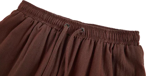 Vista 3 de Pantalones de tobillo medievales para niños y niños, disfraz de pirata vikinga, con cordones y bandas cónicas, pantalones góticos