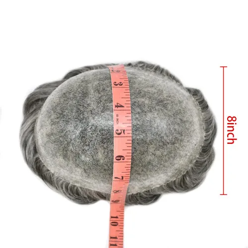 Vista 333 de Toupee para hombre 100% cabello humano real tupé para hombres 0.004 in piel de poliuretano para hombre, sistema de reemplazo de piezas de pelo