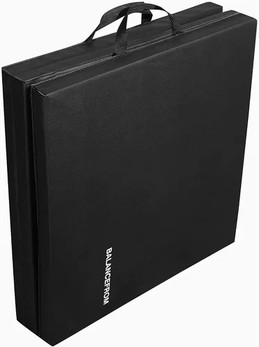 Vista 8 de BalanceFrom - Alfombrilla de gimnasia plegable de 3 paneles de 1,8 m x 0,6 m – Almohadilla de 4 cm de grosor con superficie de vinilo y asas de Negro