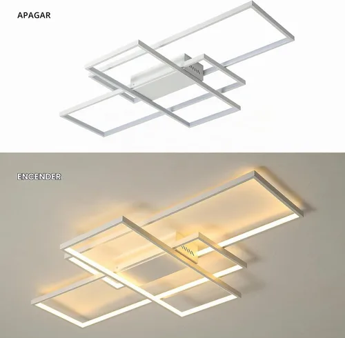 Vista 7 de GEADI Lámpara de techo moderna regulable, lámpara de techo LED blanca de 35.4 pulgadas con control remoto, accesorio de iluminación rectangular