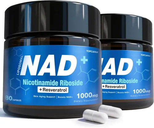 Vista 9 de Suplemento NAD+ - NAD nicotinamida ribósido resveratrol, suplemento liposomal NAD+ 1000mg para mujeres y hombres - Envejecimiento saludable, energía